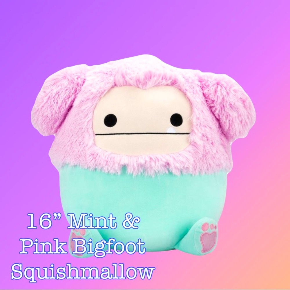 Squishmallows Mint and Pink Bigfoot Plush 16”  NWT